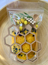 Load image into Gallery viewer, Peg Play &amp; Pour Pouch - Bee &amp; Honeycomb