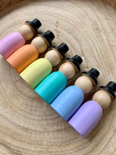Top Hat Peg Dolls SECONDS Pastel