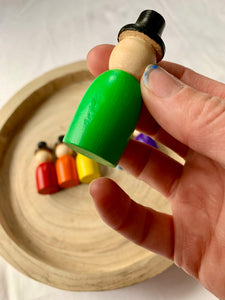 Top Hat Peg Dolls SECONDS Rainbow