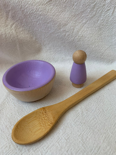#45 Seconds Bowl, Peg Doll & Spoon