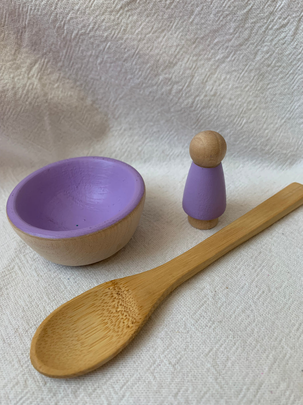 #45 Seconds Bowl, Peg Doll & Spoon