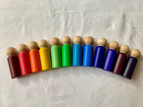 Dark Rainbow Peg Dolls 9cm