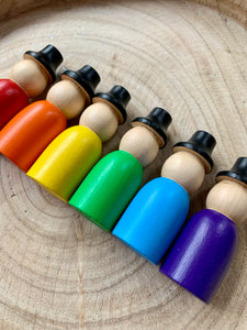 Top Hat Peg Dolls SECONDS Rainbow
