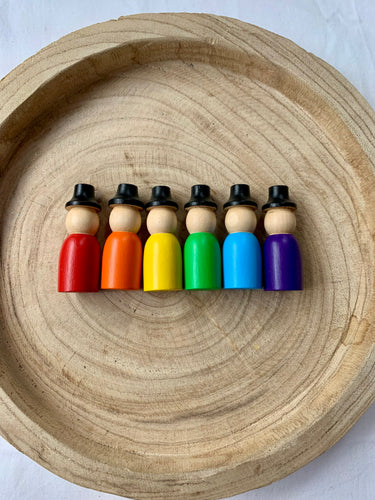 Top Hat Peg Dolls SECONDS Rainbow